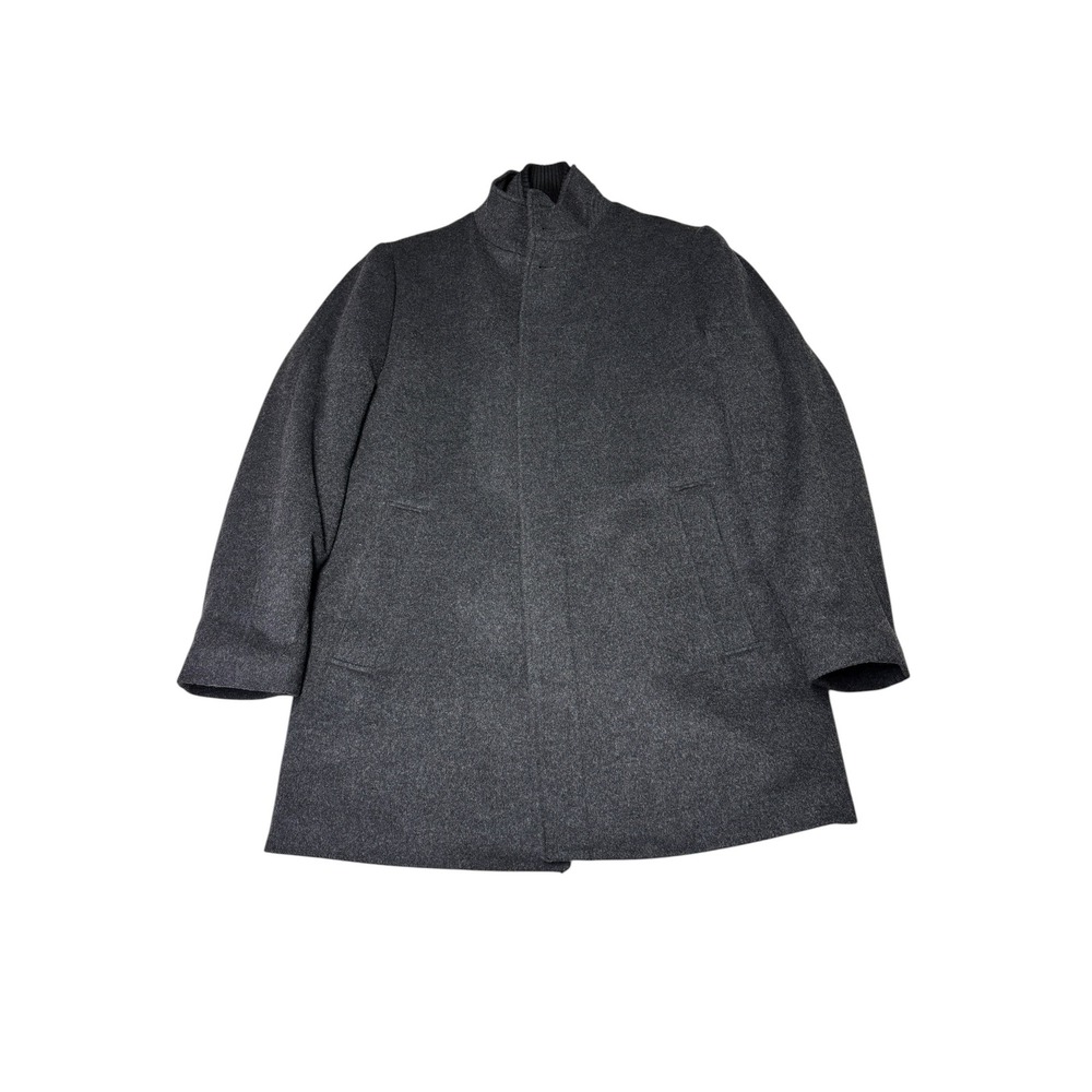 Cardinal of Canada Mens 40R Wool Cashmere Overcoat Charcoal Gray Zip‎ Bib Coat